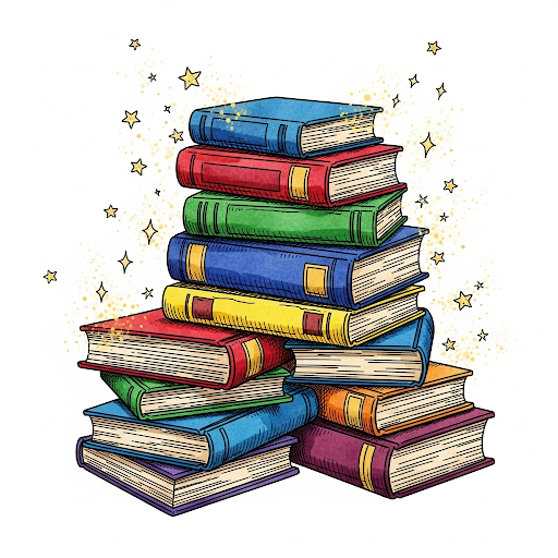 sparkling book stack
