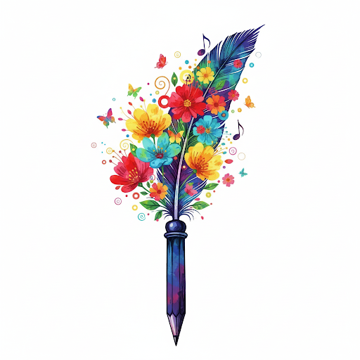 feather pen made of flowers