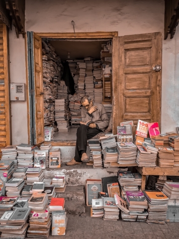 book shop with books overflowing